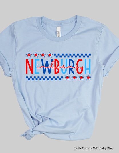 Newburgh IN Fourth of July Shirt – Patriotic Red, White & Blue Hometown T-Shirt or Tank