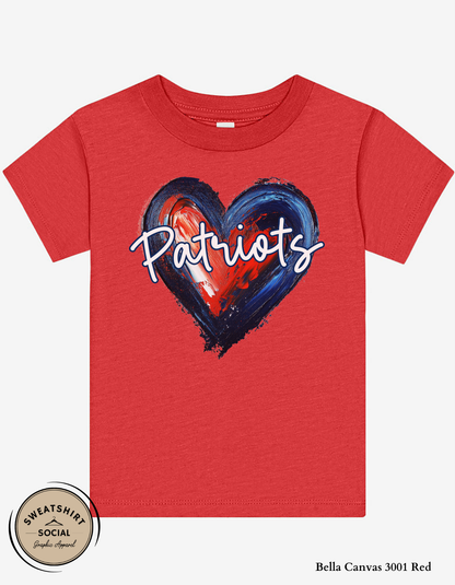 Patriots Heart Shirt for Kids – Blue & Red Painted Design (Infant–Youth Sizes)