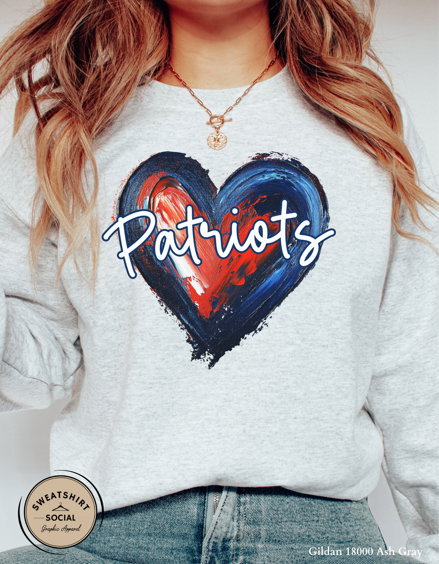 Patriots Heart Shirt – Red & Blue Painted Design (Adult Sizes S–2XL)