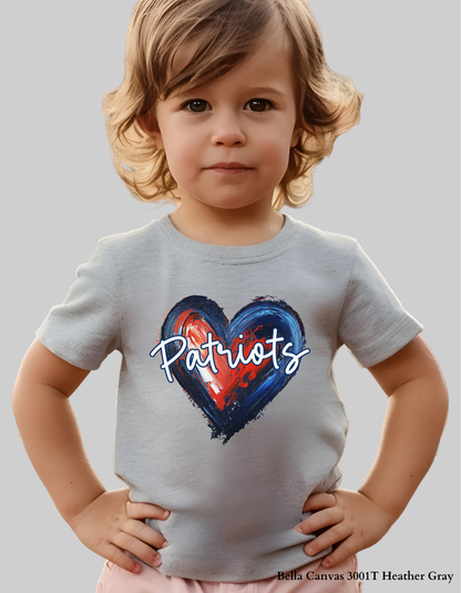 Patriots Heart Shirt for Kids – Blue & Red Painted Design (Infant–Youth Sizes)