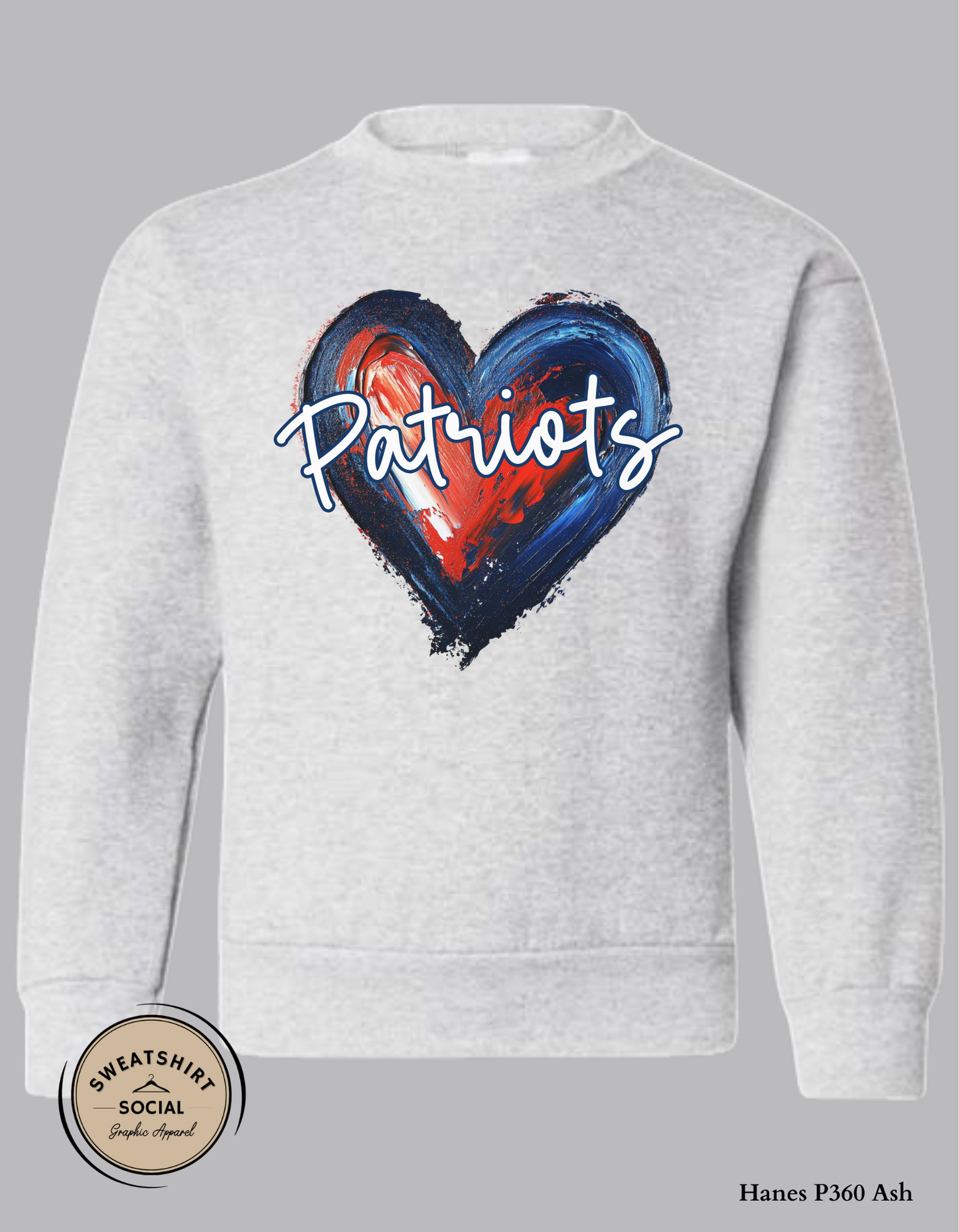 Patriots Heart Shirt for Kids – Blue & Red Painted Design (Infant–Youth Sizes)