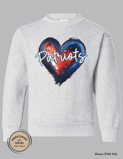 Patriots Heart Shirt for Kids – Blue & Red Painted Design (Infant–Youth Sizes)