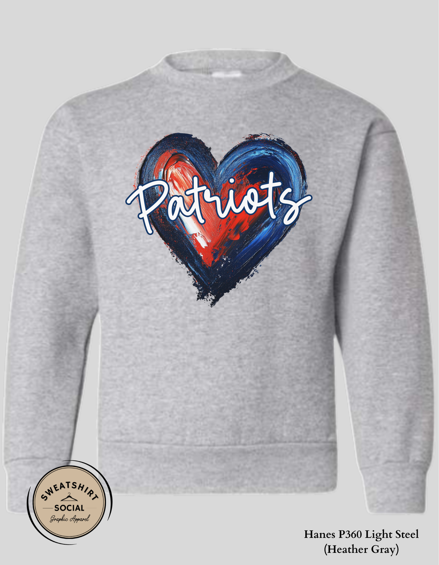 Patriots Heart Shirt for Kids – Blue & Red Painted Design (Infant–Youth Sizes)
