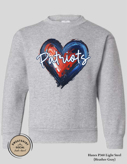Patriots Heart Shirt for Kids – Blue & Red Painted Design (Infant–Youth Sizes)