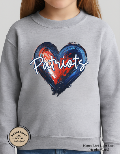 Patriots Heart Shirt for Kids – Blue & Red Painted Design (Infant–Youth Sizes)