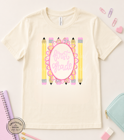 Pencil Grade Level Kids Shirt – Back to School Tee for Pre-K, Kindergarten, 1st–6th Grade