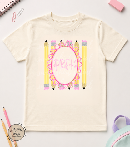 Pencil Grade Level Kids Shirt – Back to School Tee for Pre-K, Kindergarten, 1st–6th Grade