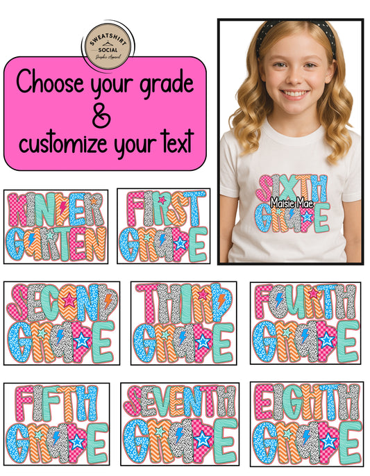Pink Dot Grade Shirt for Kids – Custom Back to School Tee (Kindergarten to 8th Grade)