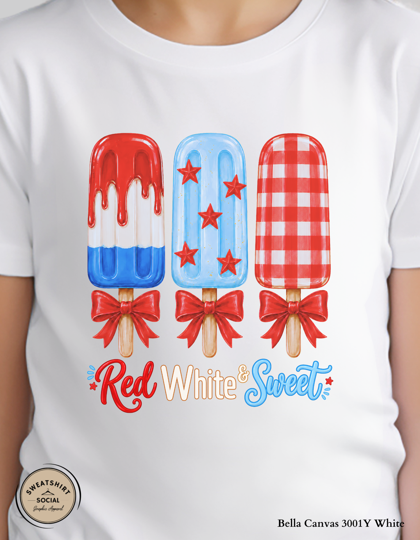Red White & Sweet Patriotic Kids Shirt – Fourth of July Popsicle Tee for Babies, Toddlers & Youth