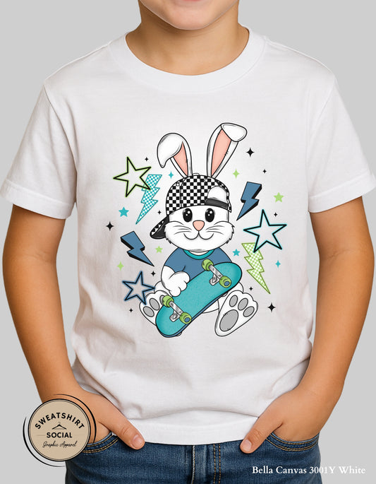Skater Bunny Easter Shirt for Kids – Cool Skateboard Rabbit Graphic Tee & Sweatshirt (Infant–Youth Sizes)