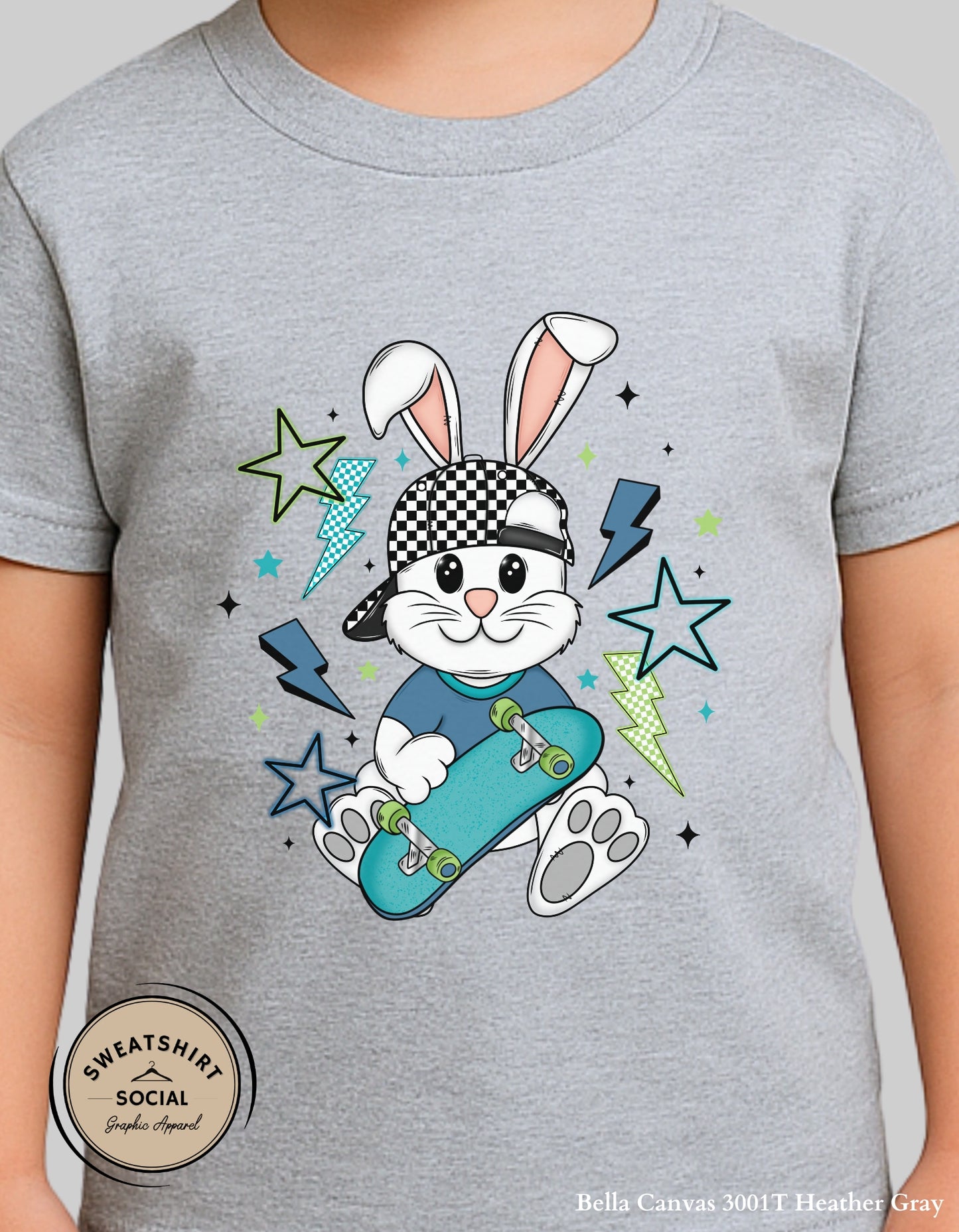 Skater Bunny Easter Shirt for Kids – Cool Skateboard Rabbit Graphic Tee & Sweatshirt (Infant–Youth Sizes)