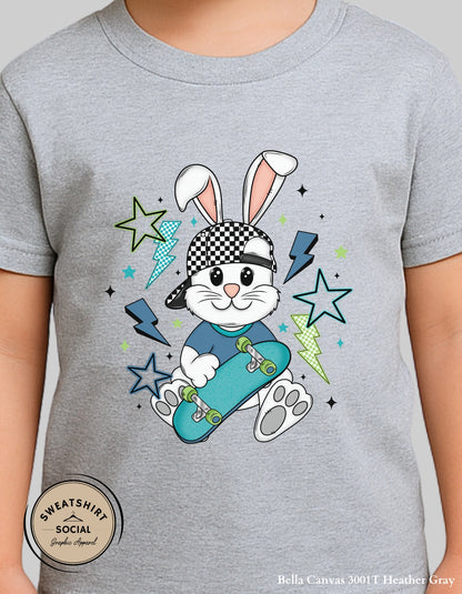 Skater Bunny Easter Shirt for Kids – Cool Skateboard Rabbit Graphic Tee & Sweatshirt (Infant–Youth Sizes)
