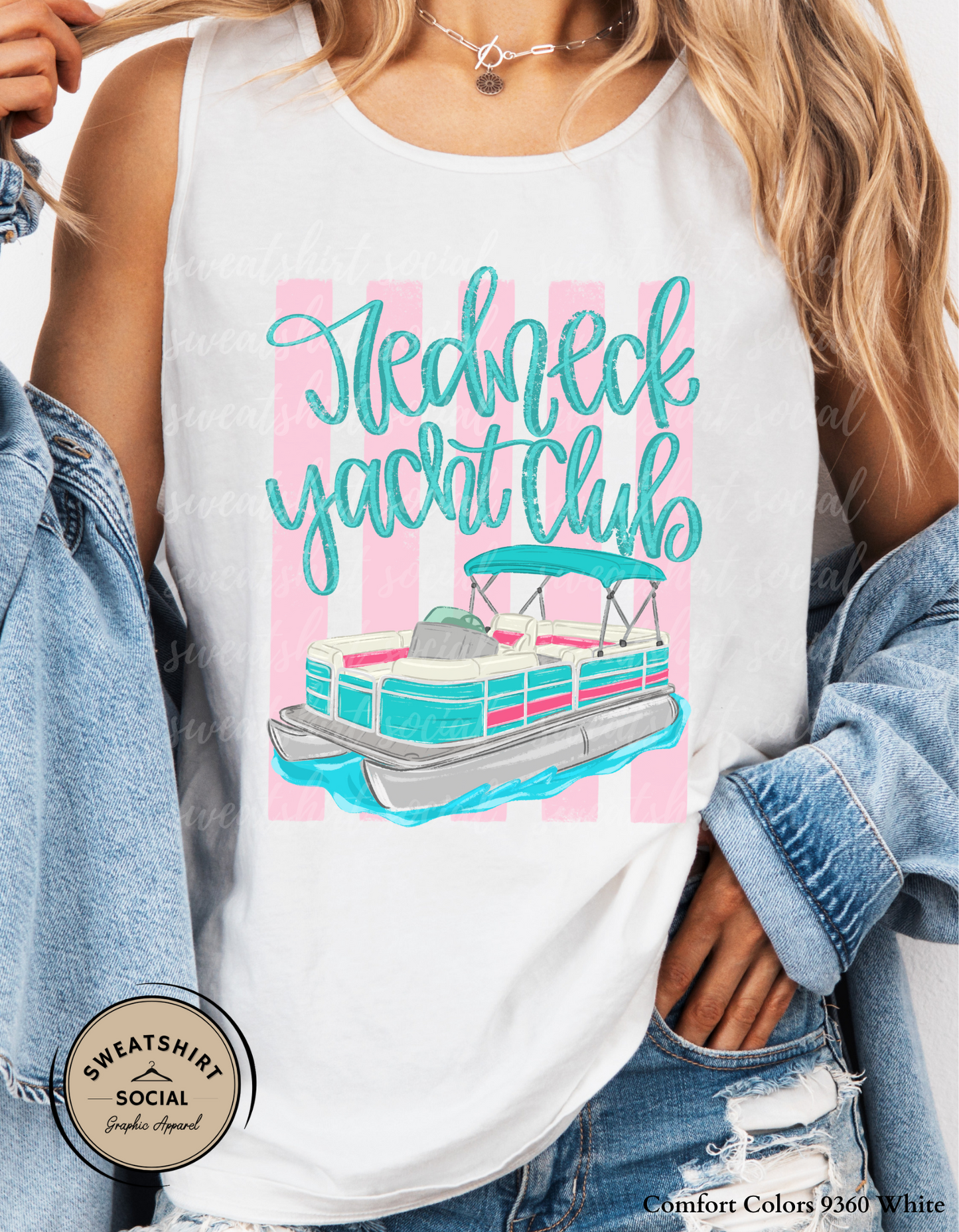 Redneck Yacht Club Tank or Shirt – Funny Lake Life Graphic Tee, Pontoon Boat Summer Shirt (Adult Sizes S–2XL)