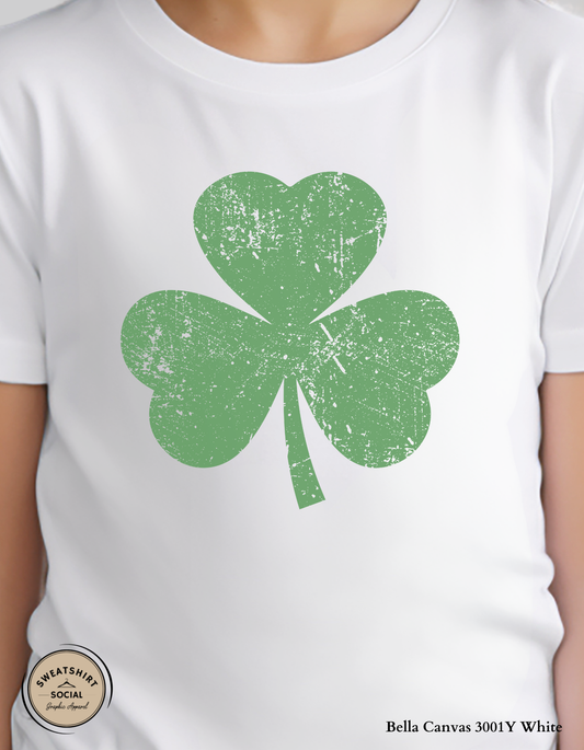 Lucky Shamrock T-Shirt or Sweatshirt for Kids – Vintage Clover St. Patrick’s Day Design (Infant–Youth Sizes)