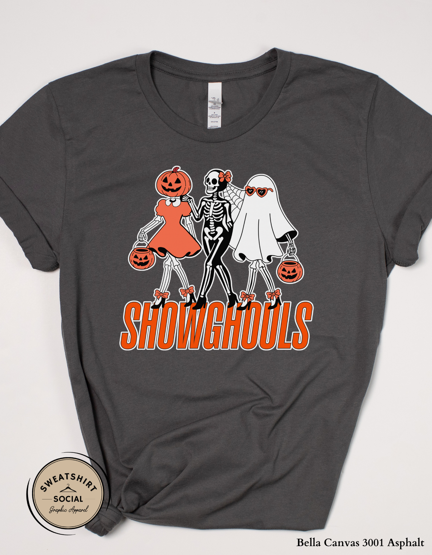 Showghouls Halloween Shirt – Spooky Trio Graphic Tee or Sweatshirt (Adult Sizes S–2XL)