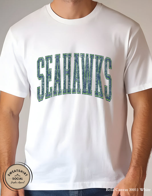 Seattle Seahawks Vintage Varsity Shirt – Subtle Distressed Football Fan Design (Adult Sizes S–2XL)