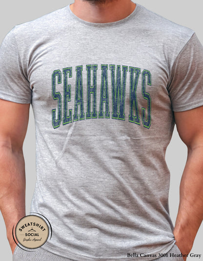 Seattle Seahawks Vintage Varsity Shirt – Subtle Distressed Football Fan Design (Adult Sizes S–2XL)