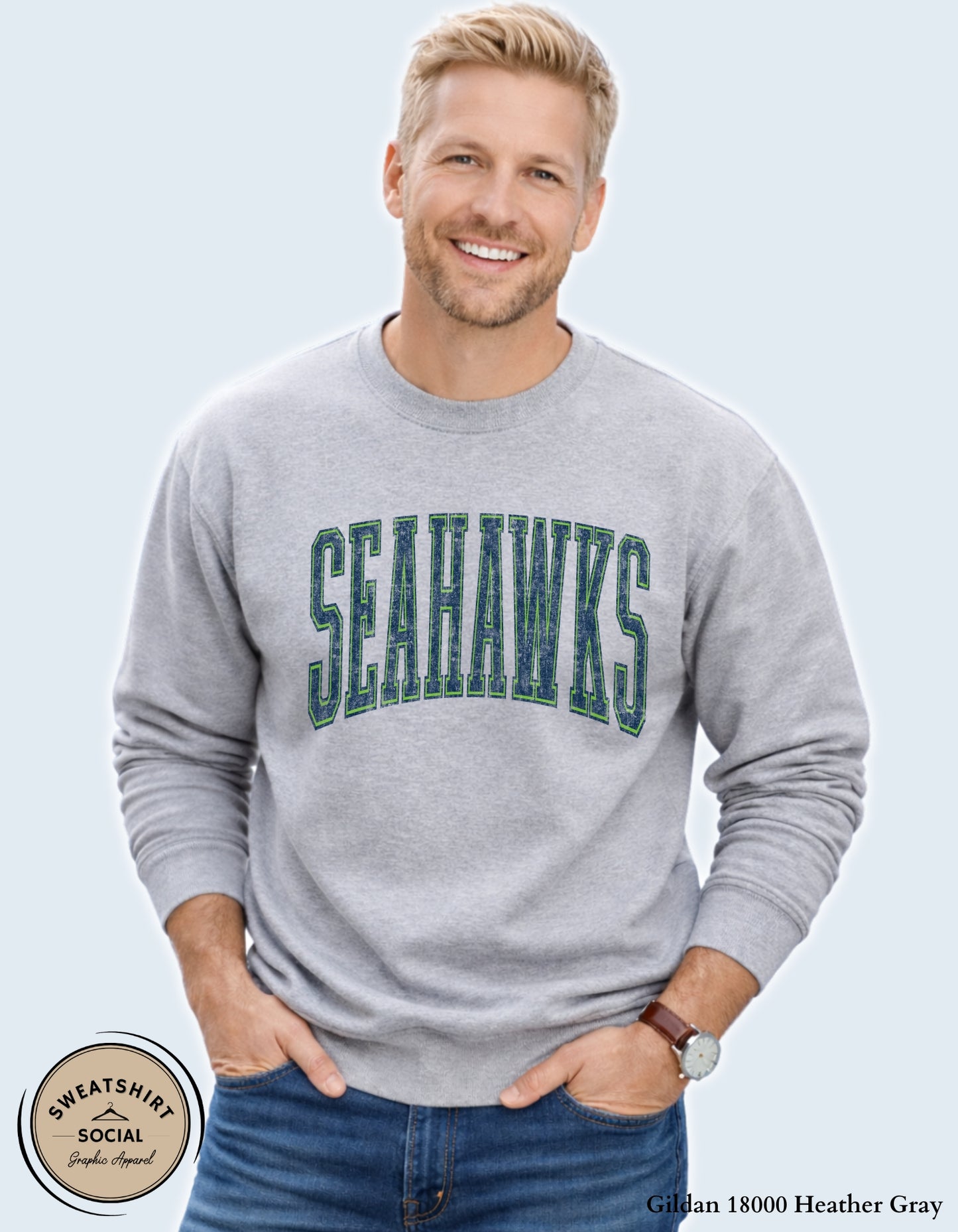 Seattle Seahawks Vintage Varsity Shirt – Subtle Distressed Football Fan Design (Adult Sizes S–2XL)