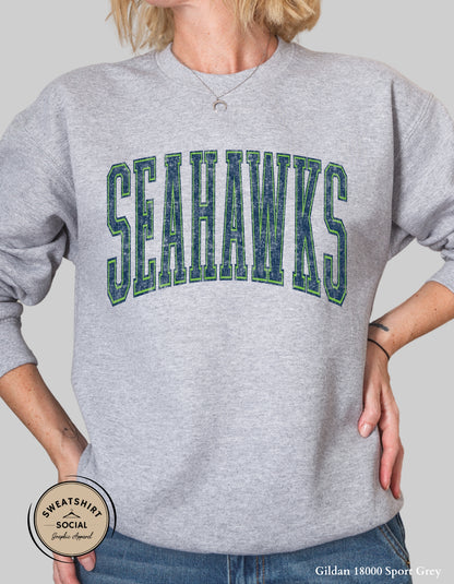Seattle Seahawks Vintage Varsity Shirt – Subtle Distressed Football Fan Design (Adult Sizes S–2XL)