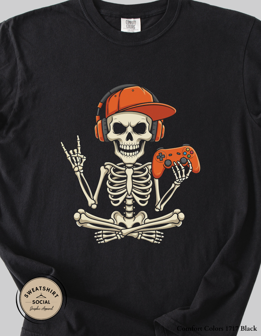 Adult Gamer Skeleton Halloween Shirt – Spooky Cool Gaming Tee (Unisex S–2XL)