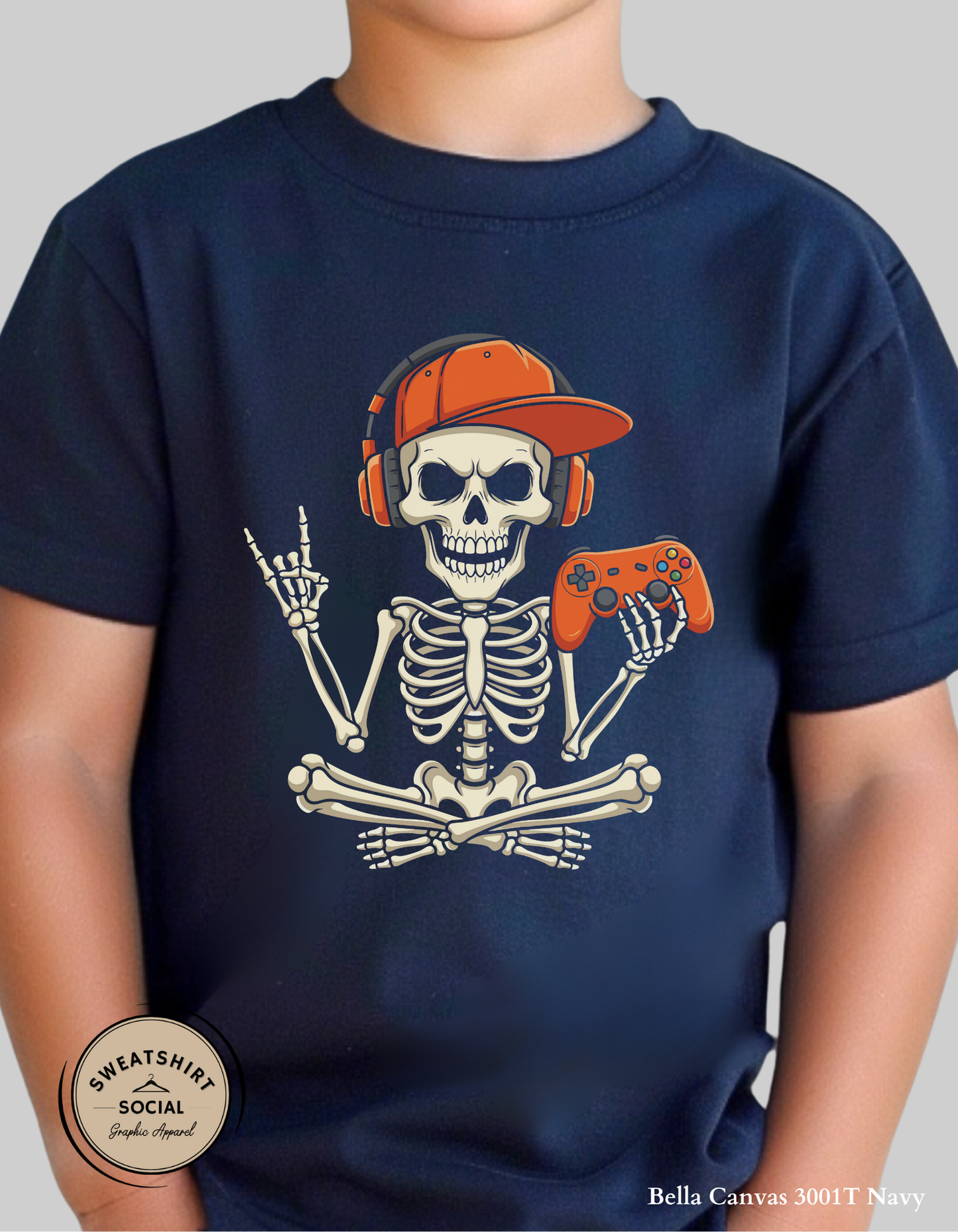 Kids Gamer Skeleton Halloween Shirt – Spooky Cool Gaming Tee (Infant, Toddler & Youth)
