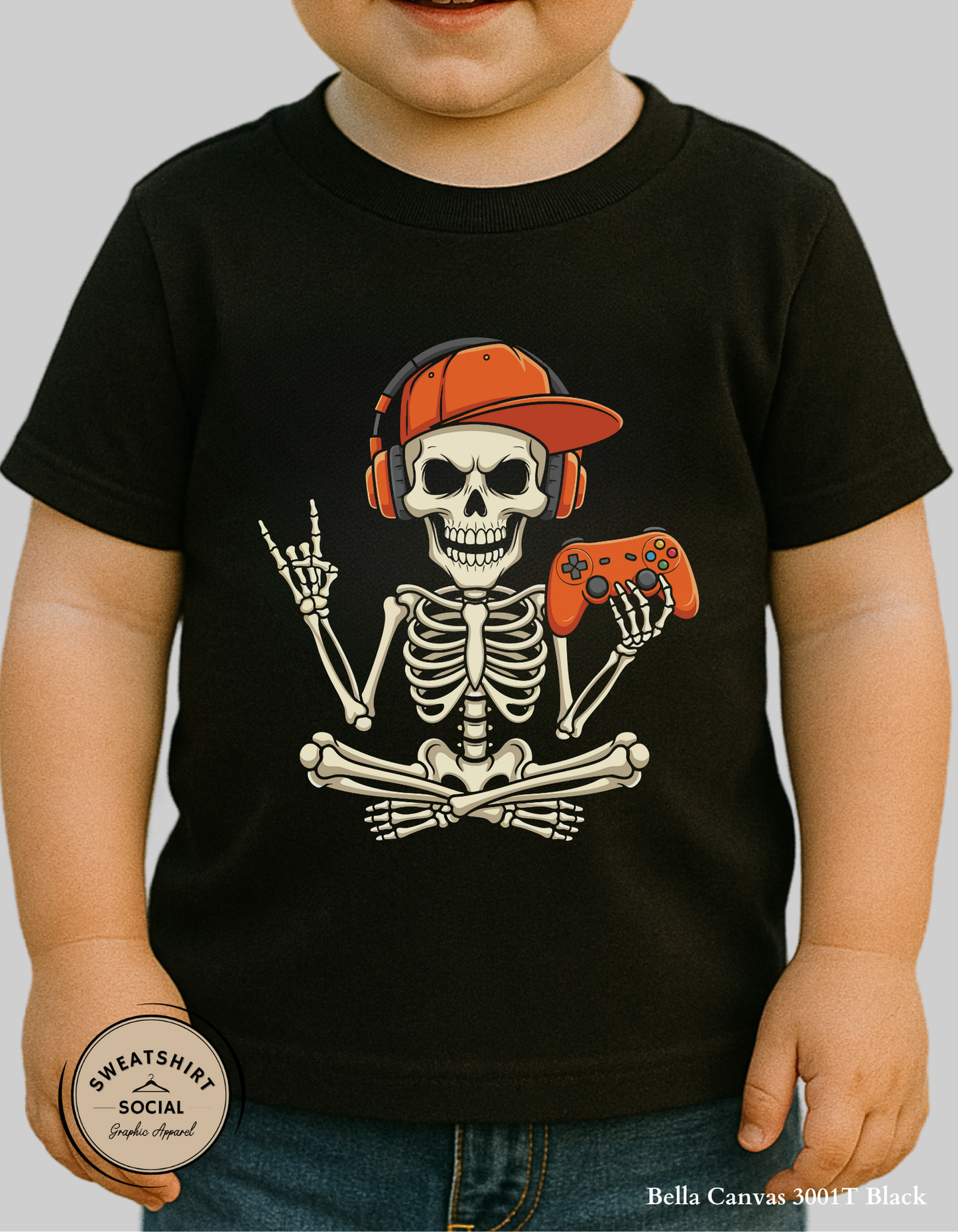 Kids Gamer Skeleton Halloween Shirt – Spooky Cool Gaming Tee (Infant, Toddler & Youth)