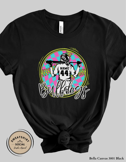 Custom Neon Check Softball Player Shirt or Tank – Personalized Name & Number Game Day Graphic (Adult Sizes S–2XL) (Copy)