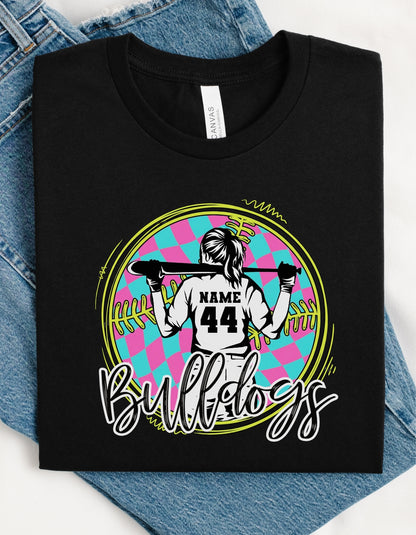 Custom Neon Check Softball Player Shirt or Tank – Personalized Name & Number Game Day Graphic (Adult Sizes S–2XL) (Copy)
