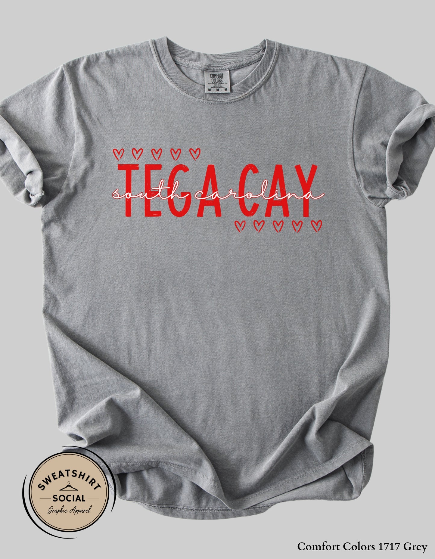 Tega Cay Valentine’s Day T-Shirt or Sweatshirt – Local Love Heart Design (Adult Sizes S–2XL)