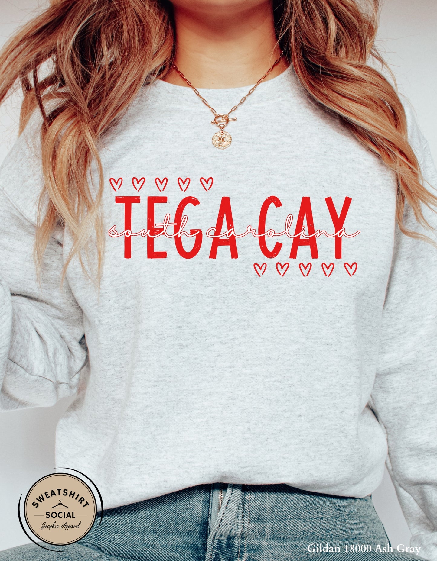 Tega Cay Valentine’s Day T-Shirt or Sweatshirt – Local Love Heart Design (Adult Sizes S–2XL)