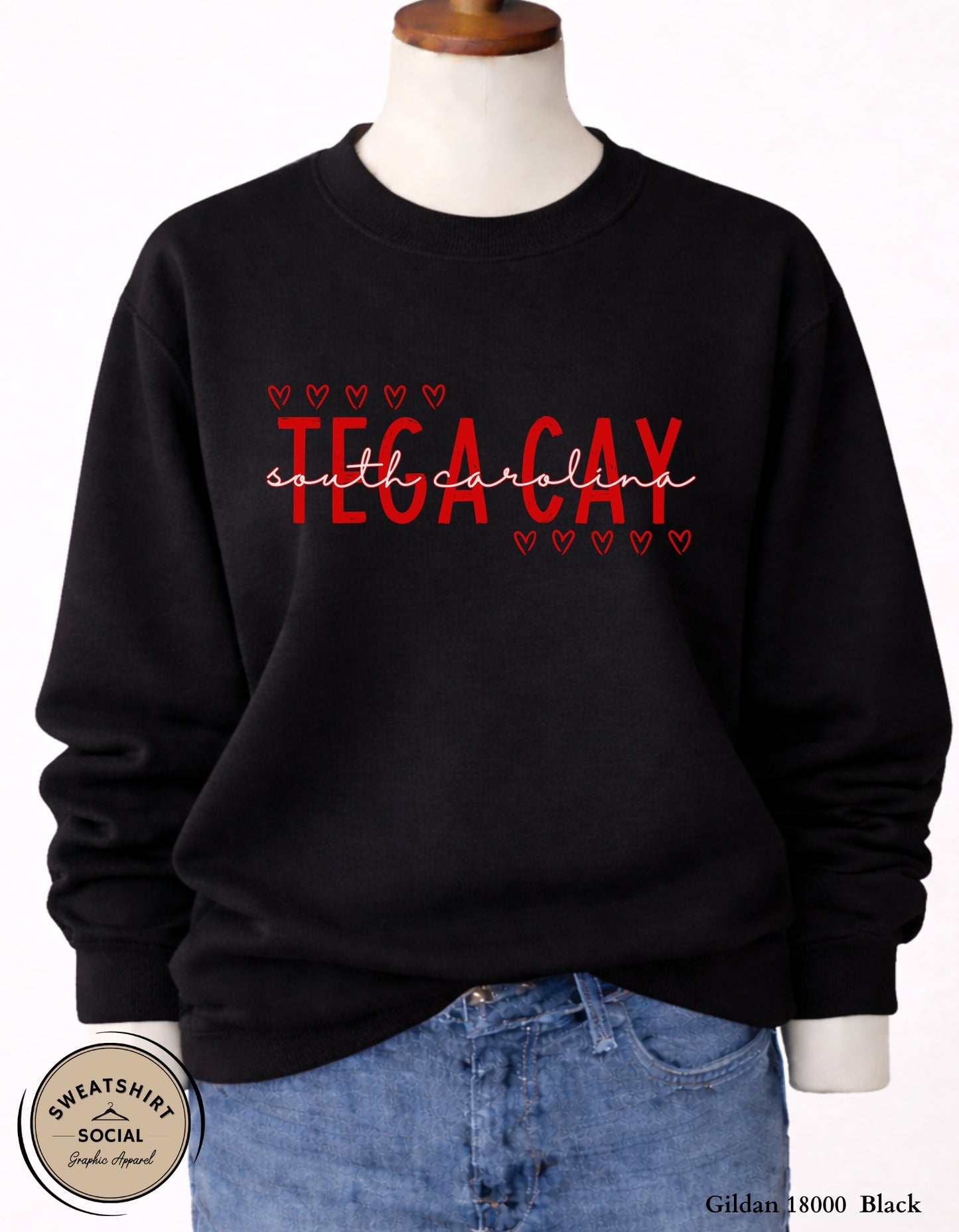 Tega Cay Valentine’s Day T-Shirt or Sweatshirt – Local Love Heart Design (Adult Sizes S–2XL)