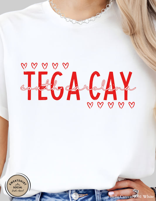 Tega Cay Valentine’s Day T-Shirt or Sweatshirt – Local Love Heart Design (Adult Sizes S–2XL)