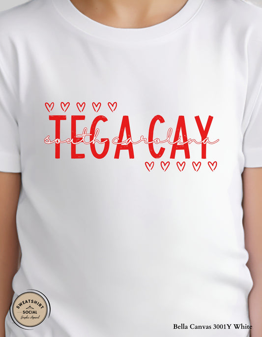 Tega Cay Valentine T-Shirt or Sweatshirt for Kids – Local Love Heart Design (Infant–Youth Sizes)
