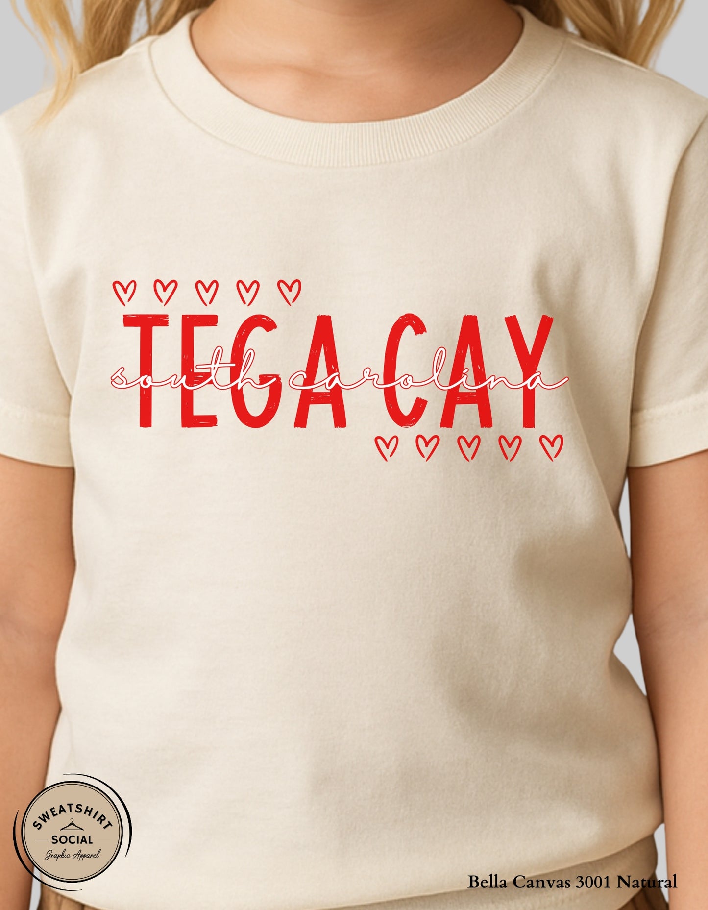 Tega Cay Valentine T-Shirt or Sweatshirt for Kids – Local Love Heart Design (Infant–Youth Sizes)