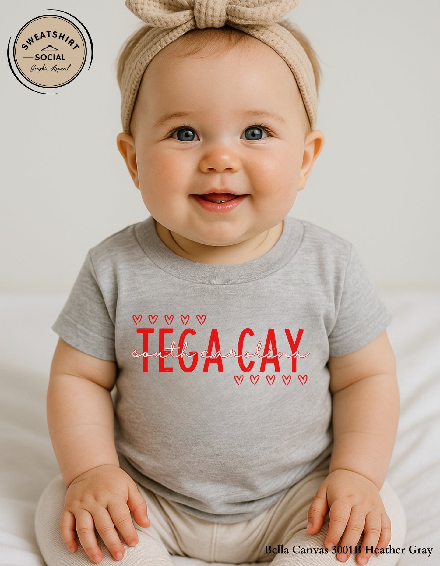 Tega Cay Valentine T-Shirt or Sweatshirt for Kids – Local Love Heart Design (Infant–Youth Sizes)