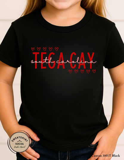 Tega Cay Valentine T-Shirt or Sweatshirt for Kids – Local Love Heart Design (Infant–Youth Sizes)