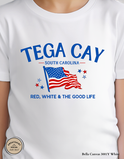 Tega Cay Red, White & The Good Life Kids Patriotic Shirt – South Carolina Fourth of July Tee for Babies, Toddlers & Youth