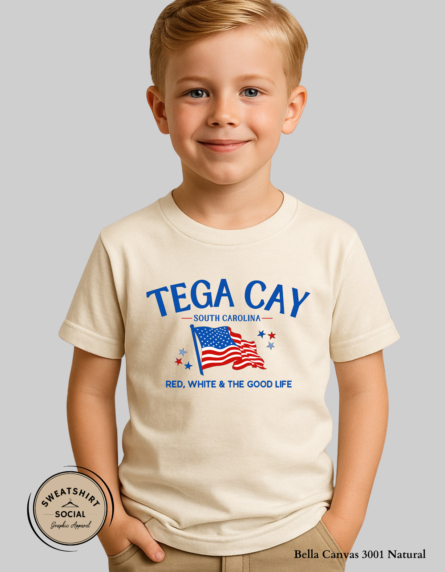 Tega Cay Red, White & The Good Life Kids Patriotic Shirt – South Carolina Fourth of July Tee for Babies, Toddlers & Youth