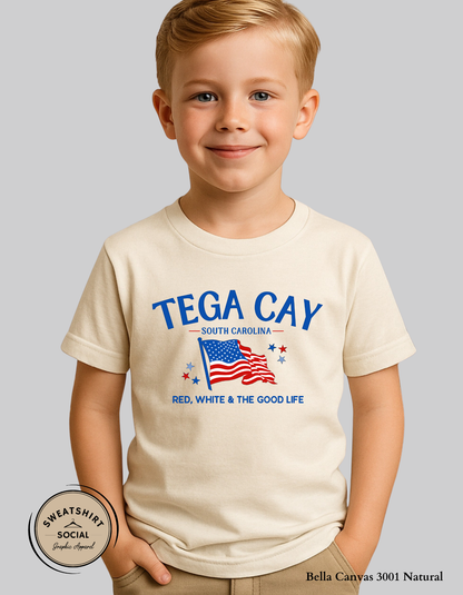 Tega Cay Red, White & The Good Life Kids Patriotic Shirt – South Carolina Fourth of July Tee for Babies, Toddlers & Youth