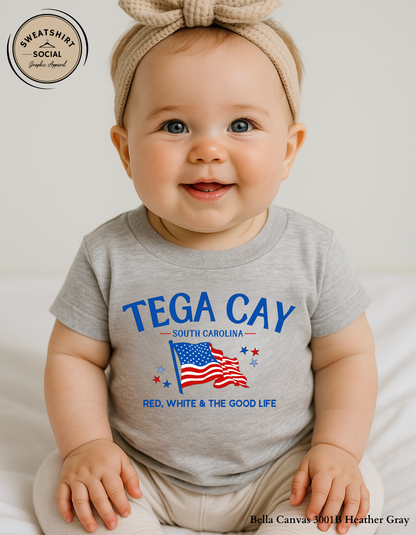 Tega Cay Red, White & The Good Life Kids Patriotic Shirt – South Carolina Fourth of July Tee for Babies, Toddlers & Youth