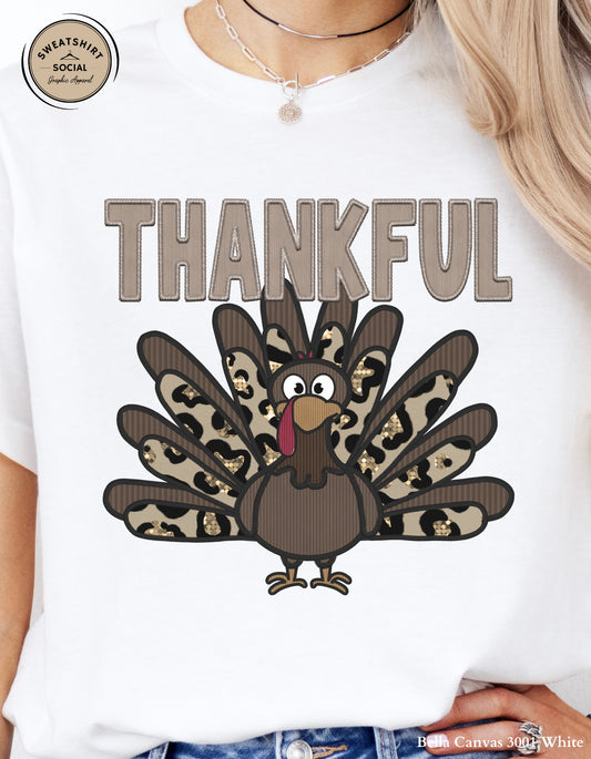 Thankful Turkey Shirt – Leopard & Camo Fall Thanksgiving Tee (Adult Sizes S–2XL)