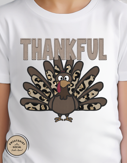 Kids Thankful Turkey Shirt – Leopard & Camo Fall Thanksgiving Tee (Infant, Toddler & Youth)