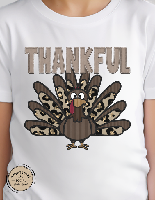 Kids Thankful Turkey Shirt – Leopard & Camo Fall Thanksgiving Tee (Infant, Toddler & Youth)