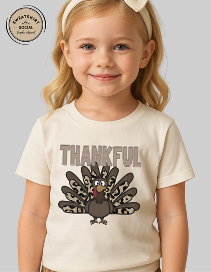 Kids Thankful Turkey Shirt – Leopard & Camo Fall Thanksgiving Tee (Infant, Toddler & Youth)