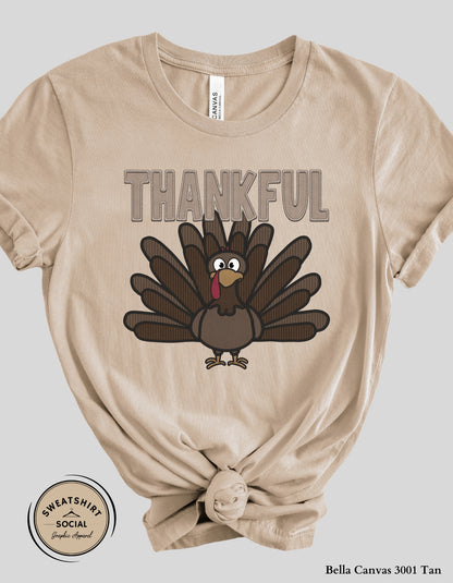 Thankful Turkey Shirt – Classic Fall Thanksgiving Tee (Adult Sizes S–2XL)