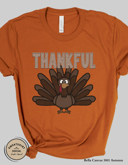 Thankful Turkey Shirt – Classic Fall Thanksgiving Tee (Adult Sizes S–2XL)