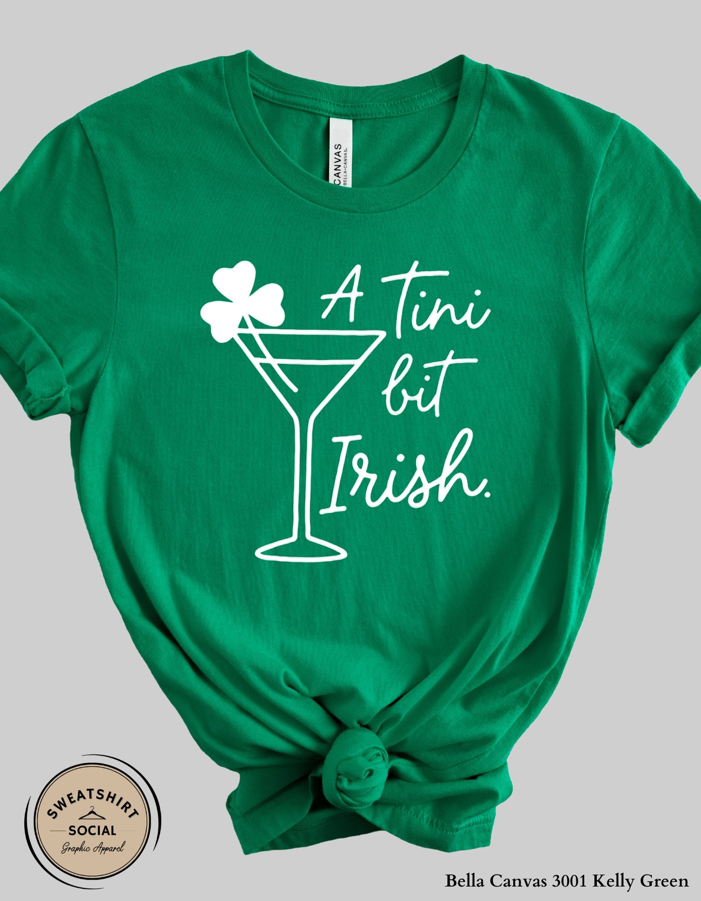 A Tini Bit Irish St. Patrick’s Day Shirt or Sweatshirt – Funny Irish Martini Graphic Tee (Adult Sizes S–2XL)