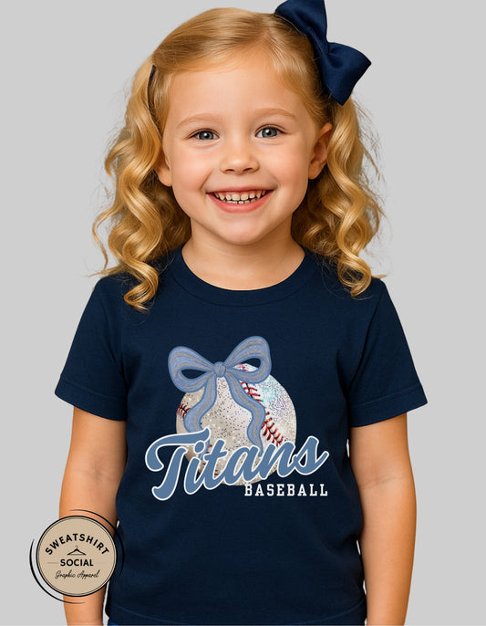 Titans Baseball Tee or Sweatshirt – Blue Bow Spirit Design (Youth Sizes)