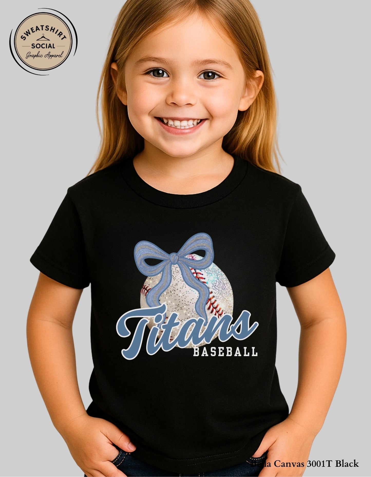 Titans Baseball Tee or Sweatshirt – Blue Bow Spirit Design (Youth Sizes)