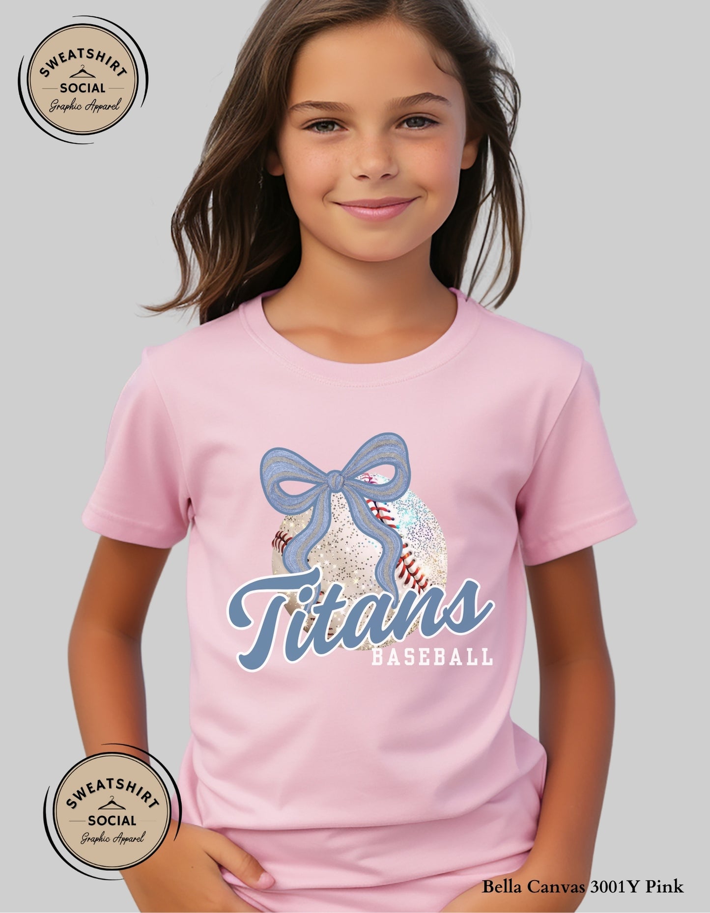 Titans Baseball Tee or Sweatshirt – Blue Bow Spirit Design (Youth Sizes)